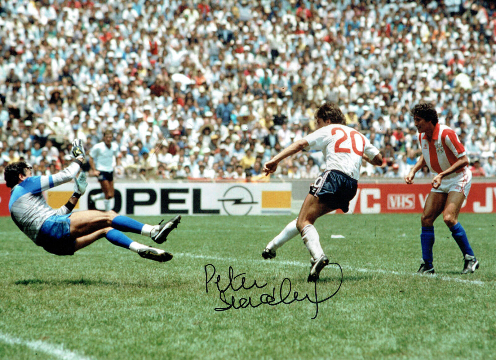 Peter BEARDSLEY Signed Autograph 16x12 England World Cup Photo Poster painting AFTAL COA