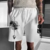  Adventure Compass Print White Shorts for Men - Perfect for Casual and Outdoor Activities by Inlyline