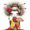 Cartoon Japanese Geisha-11CT Stamped Cross Stitch 40*40cm/15.75*15.75in