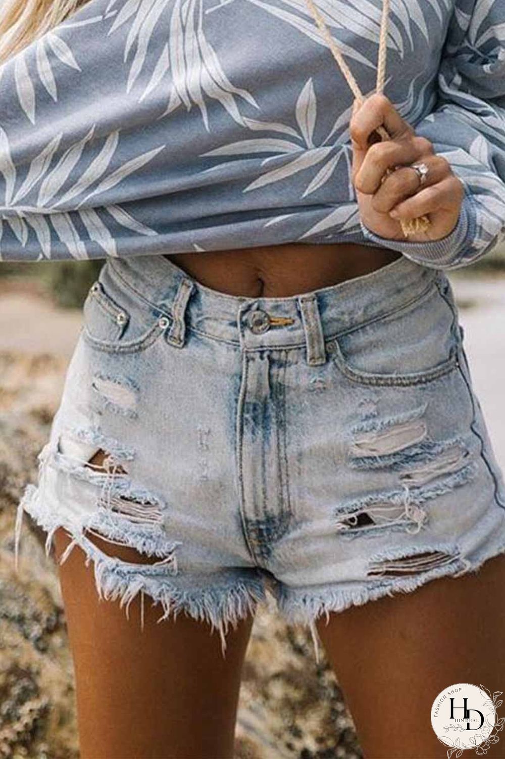 Broken Holes Blue Jeans