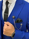 Lambrusco Blue Slim Fit Peak Lapel Striped Suit