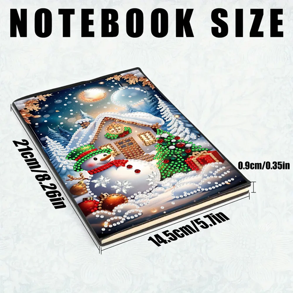 2pcs 50-Page A5 Christmas Diamond Painting Notebook for Adults Holiday Gift