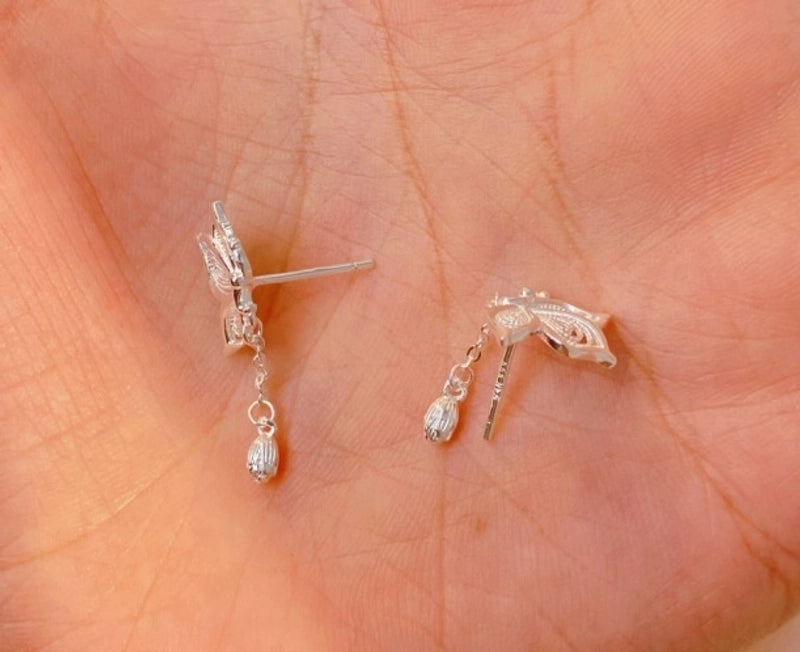 1 Pair 925 Sterling Silver Butterfly Drop Earrings