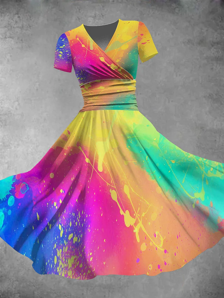 Women's Pride Day Rainbow Colorful Splash Art Print Maxi Dress