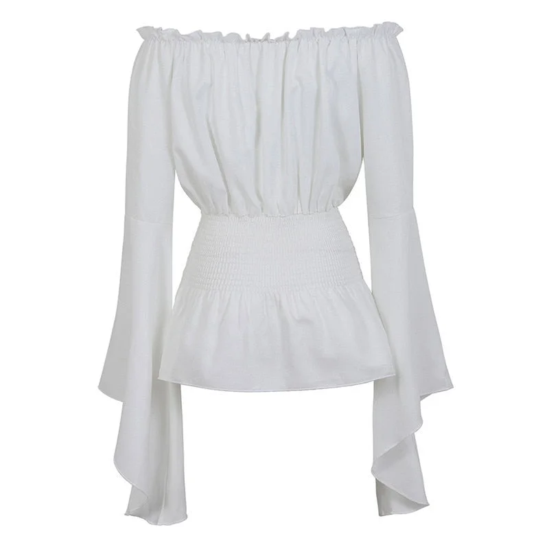Blouse Women Long Sleeve Renaissance Medieval Chemise Victorian Pirate Gothic Retro Peasant Wench Off Shoulder Shirt Top Costume