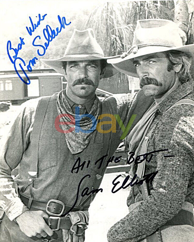 TOM SELLECK & SAM ELLIOTT Autographed 8x10 Signed Photo Poster painting reprint