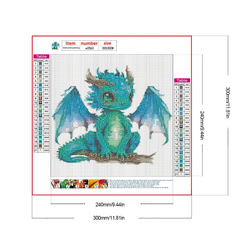 Full Round Diamond Painting 30*30cm - Little Dragon