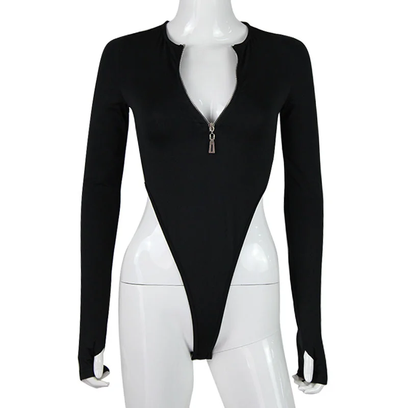 Zingj Zingj And Autumn Women's Solid Color Zipper Top Commuter Slim Bottom Onesie