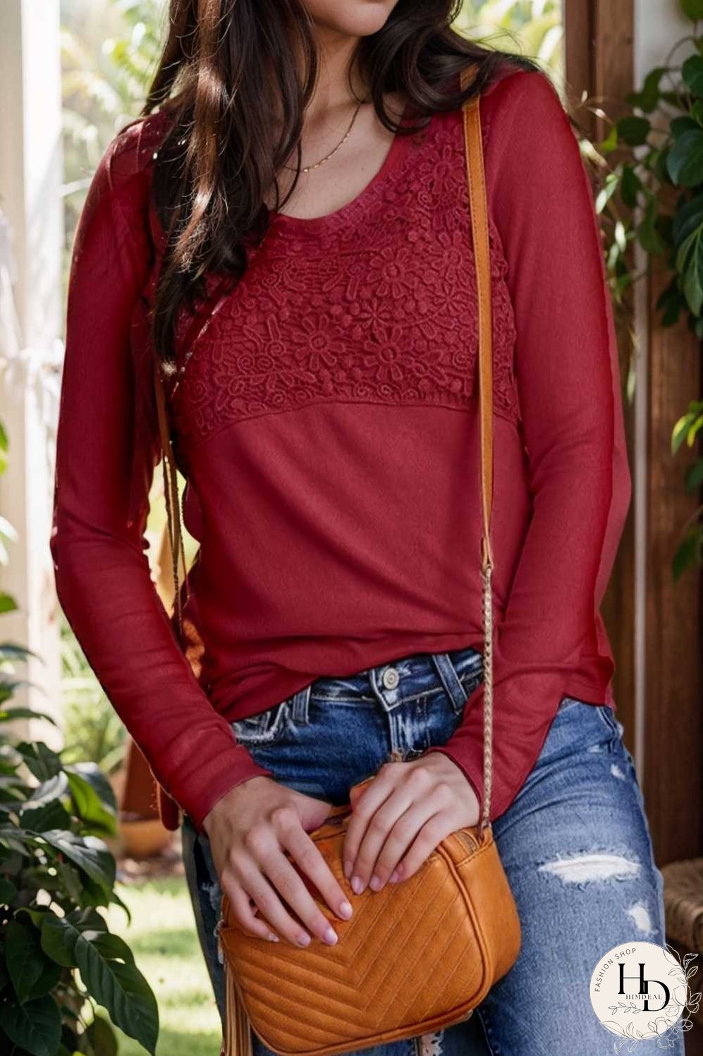 v neck printed casual blouse with long sleeves