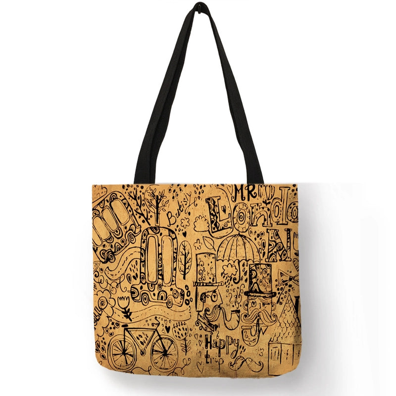 Women’s Medium Polyester Printing Basic Classic Style Square Open Shoulder Bag