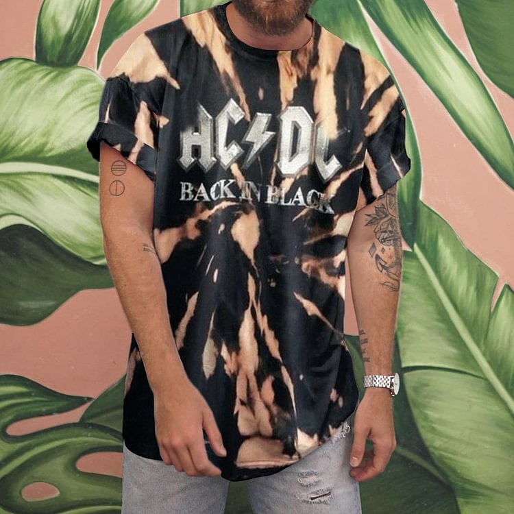 Mens Vintage round neck printed short-sleeved t-shirts
