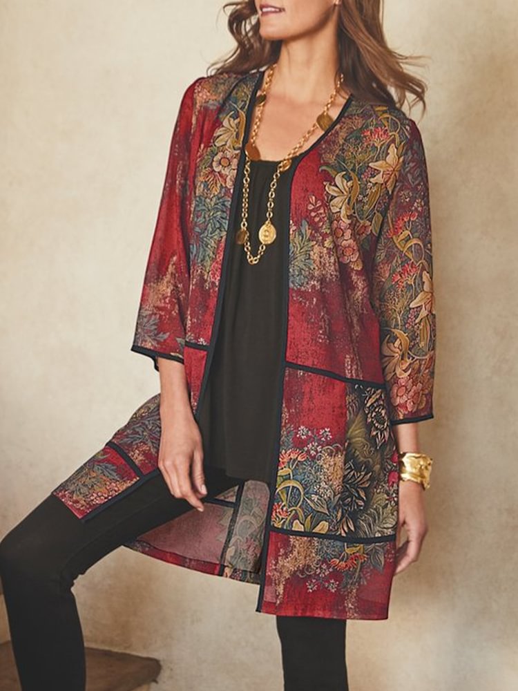 Oversized Casual Printed Kimono P175195544