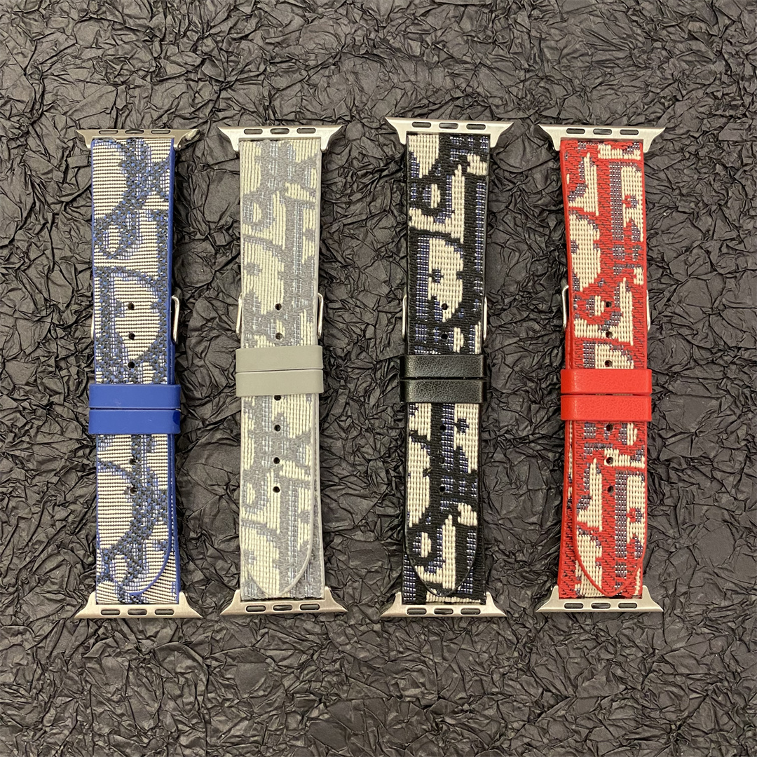 Christian Dior Premium Jacquard Fabric Apple Watch Full Series Replacement Straps