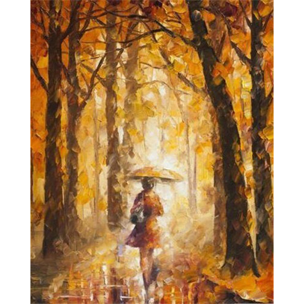 

45*55CM - Round Drill Diamond Painting - Autumn Woods Path, 501 Original