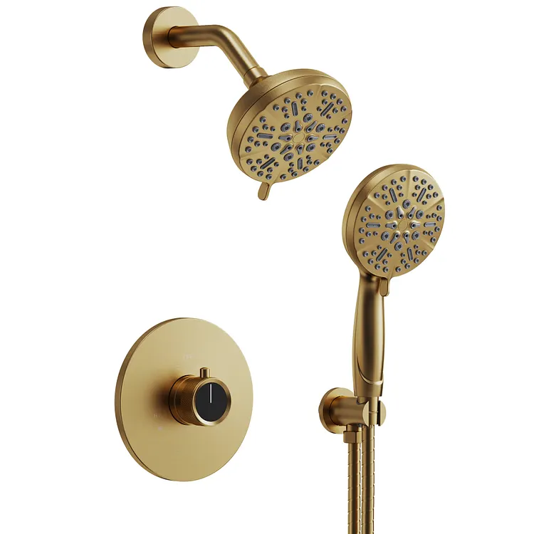 EVERSTEIN 2 In 1 5 Setting Shower System in Brushed Gold 