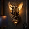 Archangel Michael Resin Wall Sconce Gothic LED Ambient Glow