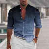 Men's Shirt Gray 3D Print Outdoor Street Long Sleeve Button-Down Print Casual Breathable by Inlyline