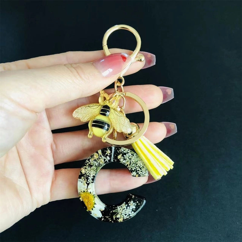 Minimalist Classic Style Letter Bee Resin Unisex Bag Pendant Keychain