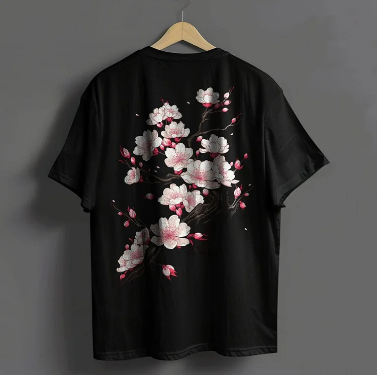 Men's Cherry Blossoms Japanese Art Print T-Shirt