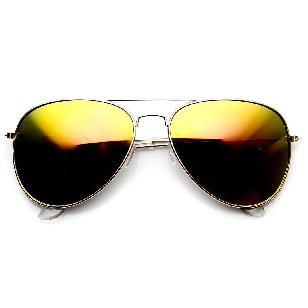 Classic Gold Frame Color Mirror Lens Aviator glasses 60mm