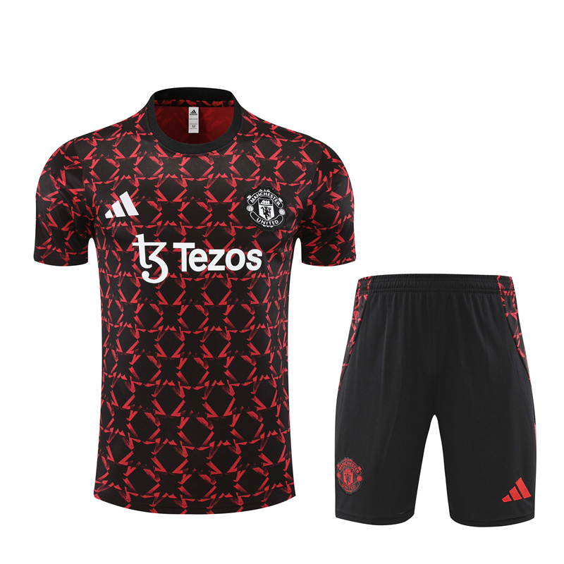 Manchester United 24-25 Short-Sleeve Training Set - Black Red Camouflage