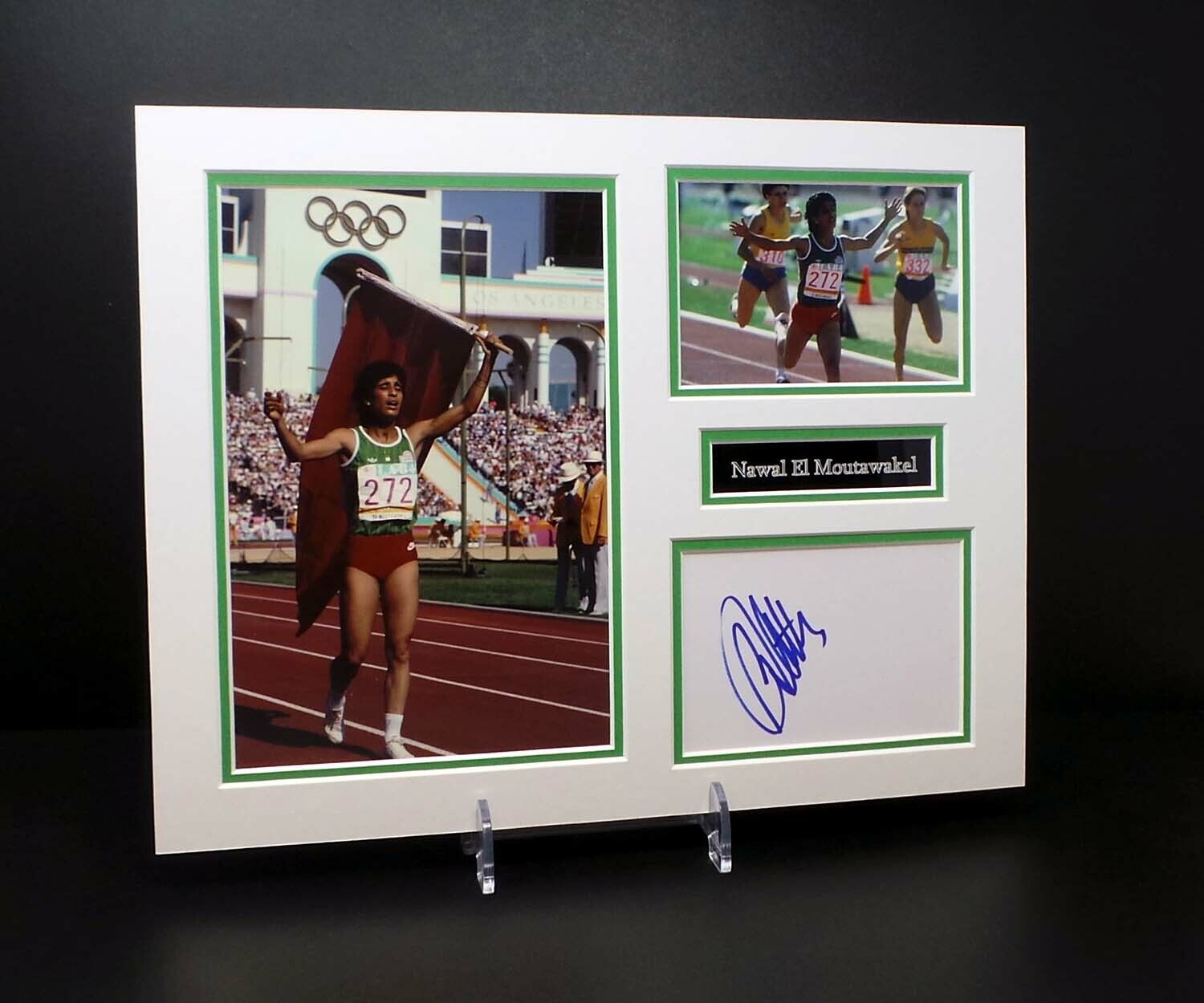 Nawal El MOUTAWAKEL Signed Mounted Photo Poster painting Display AFTAL RD COA Moroccan Olympian