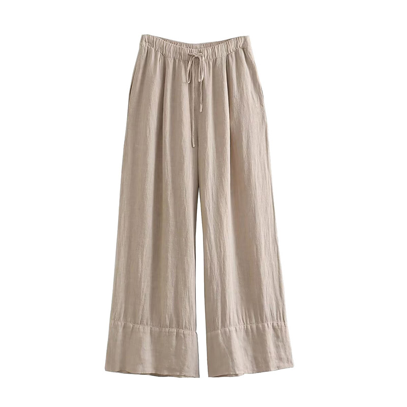 Lifesmybeach Cotton Linen Pants Sets Women Fashion Halter Crop Top Two Piece Ladies Sets Flimsy Wide Leg Pants 2025 Newest Summer High Street