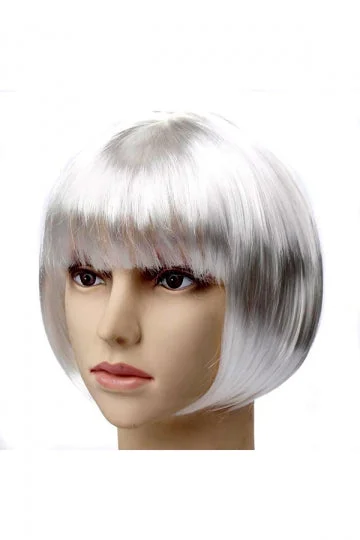 Straight Bobo Wigs For Halloween Party Costume Ball Cosplay Silvery-elleschic