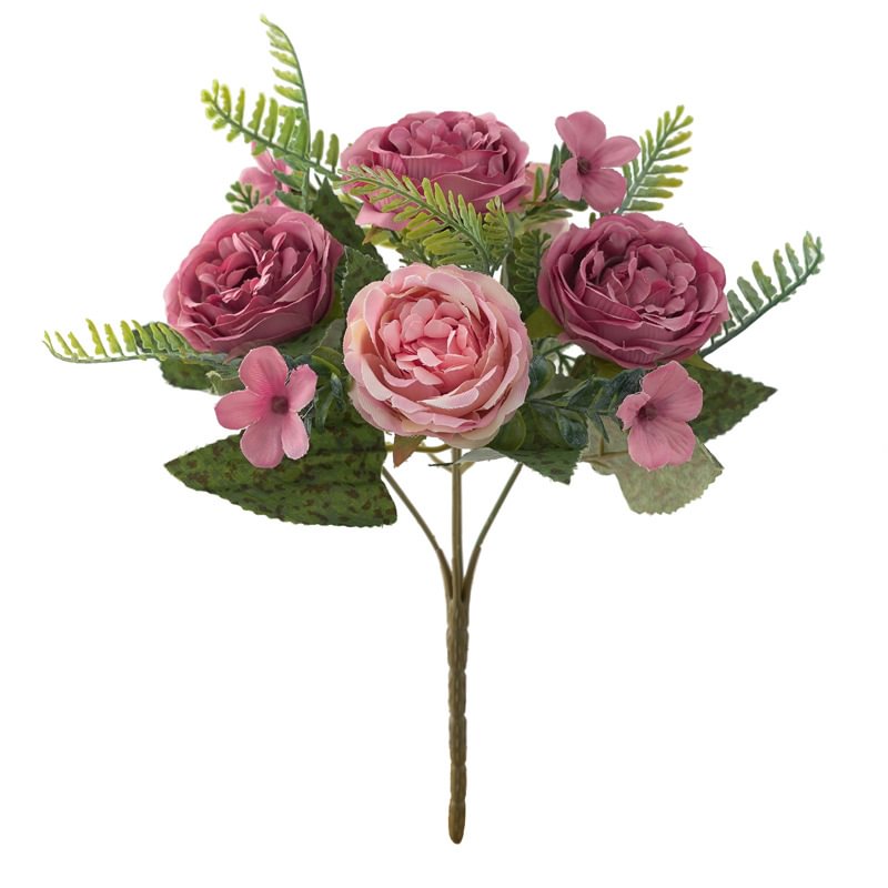 Artificial Silk Flowers Peony And Waterweed Leaves Fake Flower Arrangement