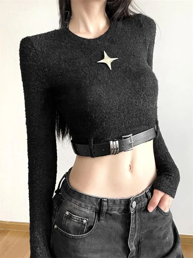 Brownm Star Belted Crop Top