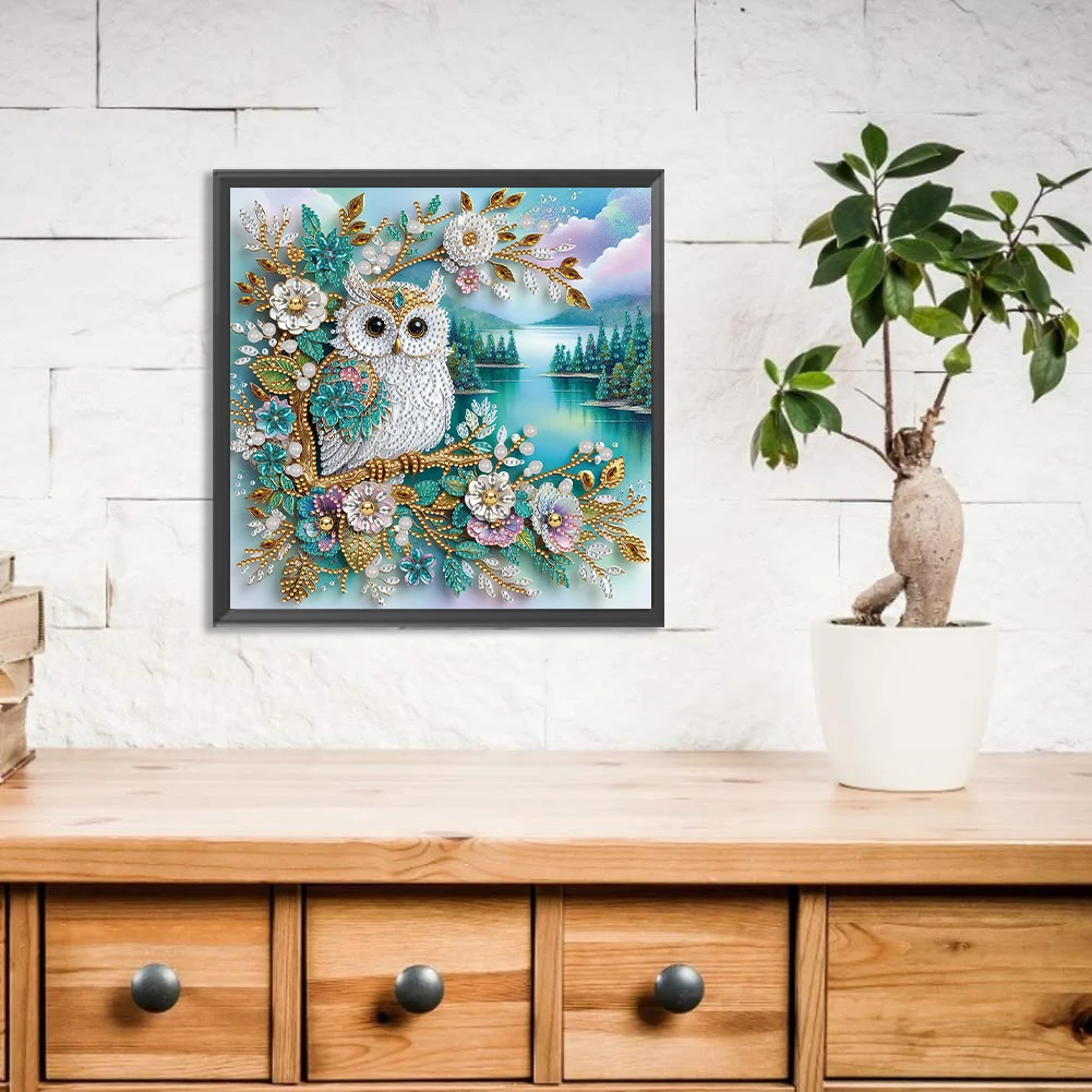 Diamond Painting - Partial Special Shaped Drill - Owl(Canvas|30*30cm)