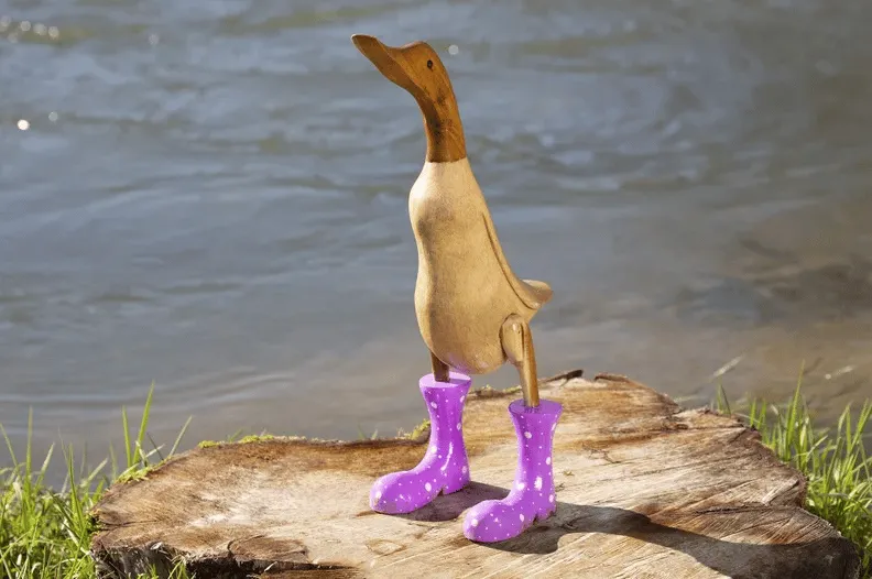Colourful Standing Duck with Wellies Garden Statue Ornament – Southwood