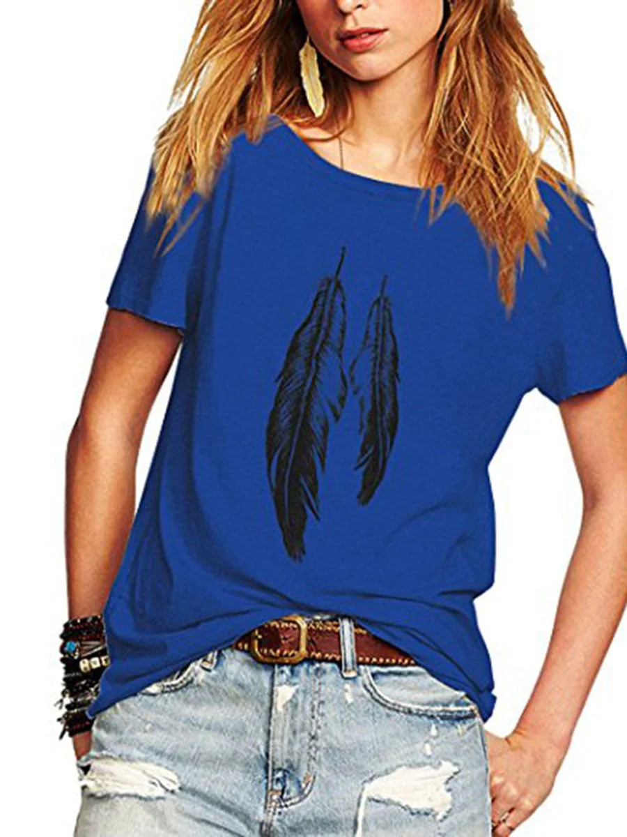 Round Neck Short Sleeves Printed T-shirt