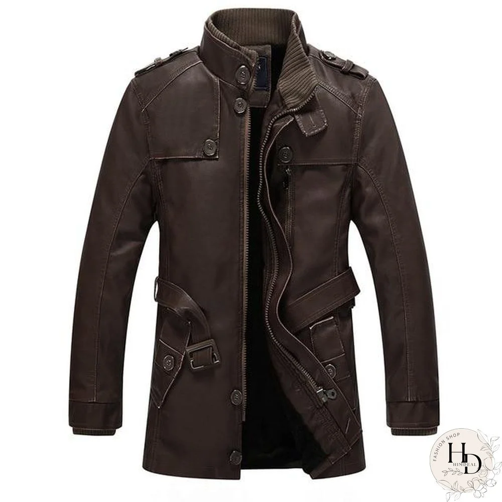 Winter Leather Jacket Mens Casual Warm Mens Long Leather Trench Coat Washed PU Leather Motorcycle Jacket Plus size 4XL