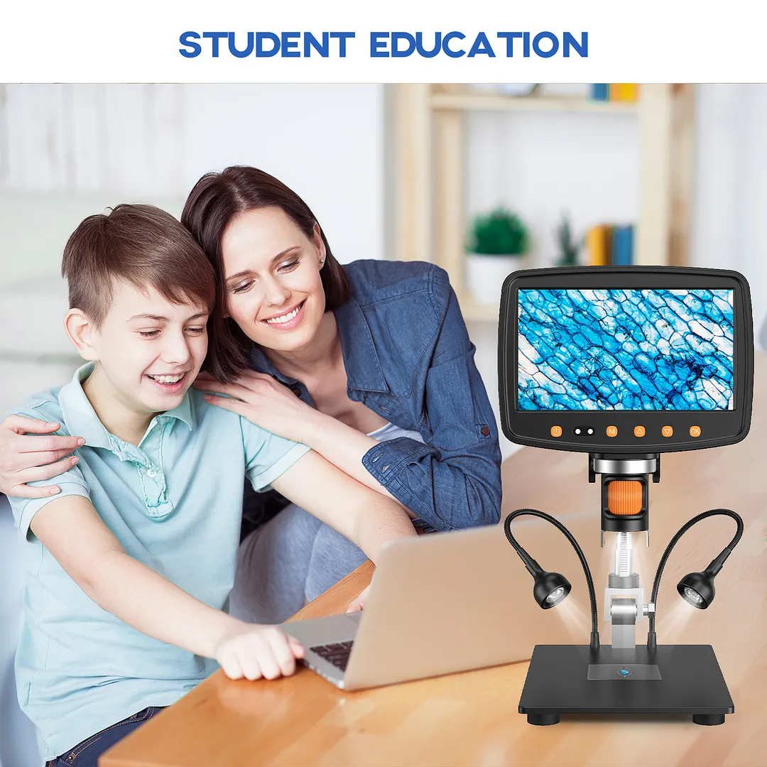 BEBANG 7" Coin Microscope for Adults, LCD Digital Microscope with 8 Adjustable LED Lights, 2 Flexible Side Lights, PC View Compatible with Windows, iOS, 32GB