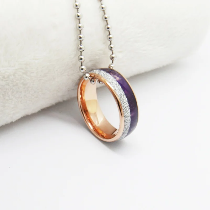 6MM 8MM Full Arc Electric Rose Gold Inlaid With Purple Lapis Lazuli Silver Wire Clip Silver Arrow Wedding Comfort Fit Couple Rings