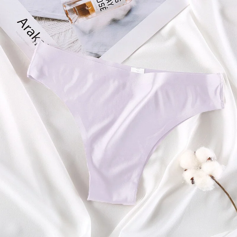 Women Underwear Invisible Seamless Panties Sexy Lingerie Female Underpants Briefs Ice Silk Ultra-thin Solid Color Pantys M-XL