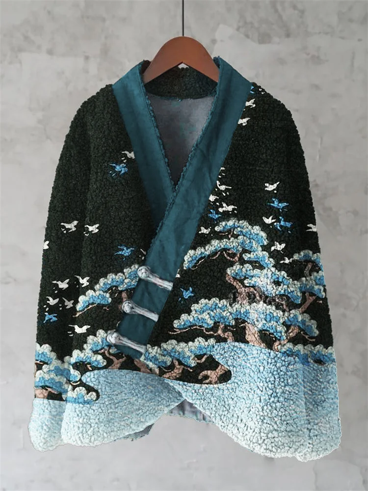 Japanese Pine Tree & Birds Pattern Women's Kimono