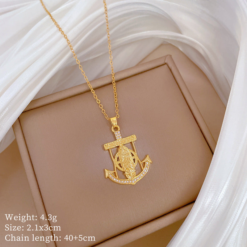 Copper Micro-Inlaid Necklace For Women Copper Micro-Inlaid Real Gold Electroplating Simple Ins Exquisite Clavicle Chain Neck Chain