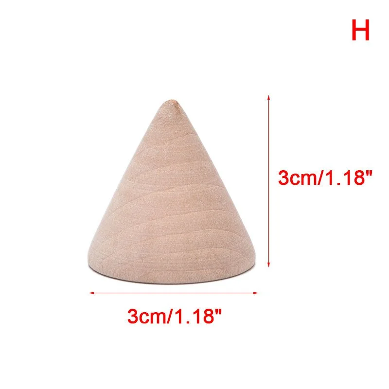 Vintage Natural Wood Cone Ring Holder Retail Stores Jewelry Display Stand Organizer Storage Rack