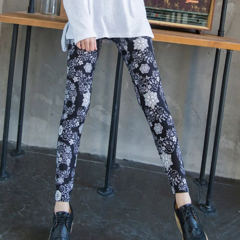 CUHAKCI Printing Women Leggings Gym Sportswear Female Ankle Length Floral Pencil Pants Fitness Leggins Strech Legging