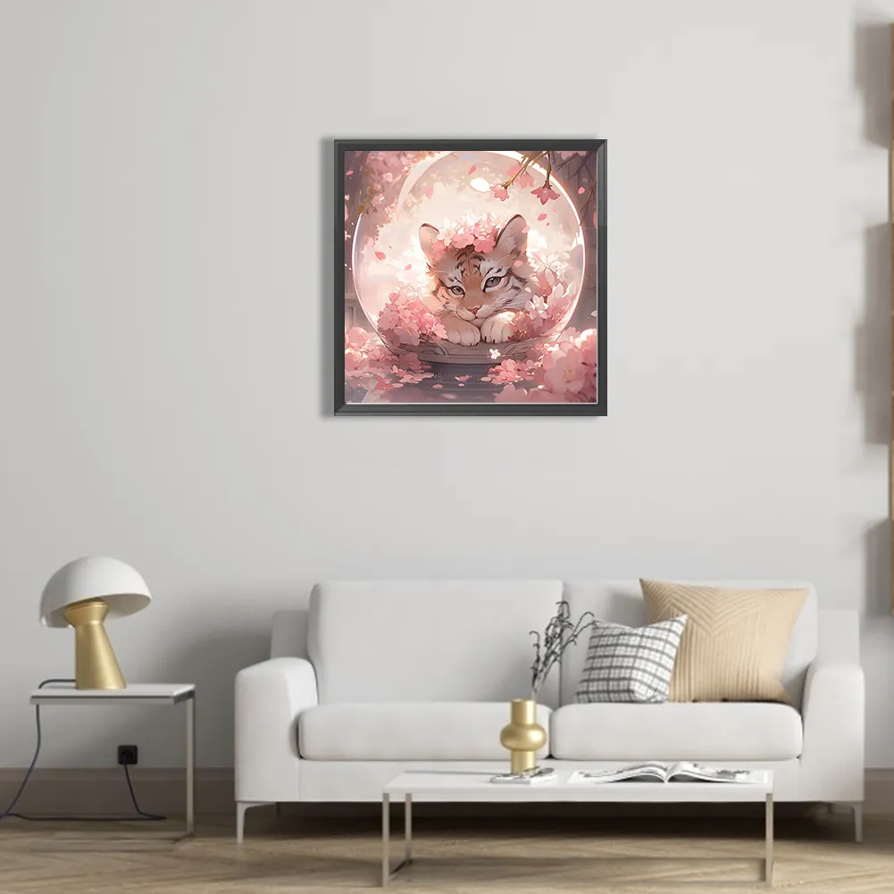 Diamond Painting - Full Square Drill - Pink Tiger(Canvas|45*45cm)