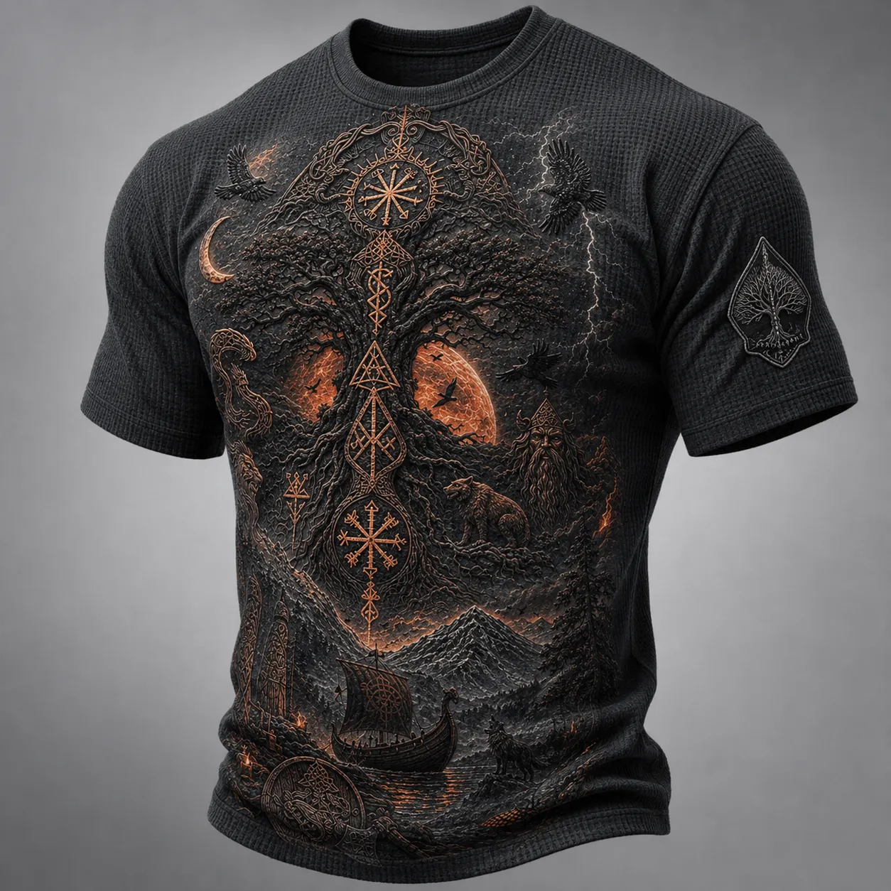 Norse Mythology Viking-Print Men's Casual Top