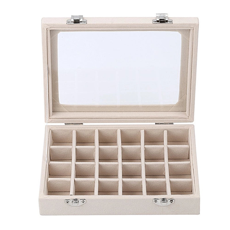Manufacturer In Stock Silver Double Buckle Beige Small Size Jewelry Box Jewelry Box Jewelry Storage Box Manicure Jewelry Storage Box