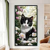 Diamond Painting - Full Round Drill - Cat and Flowers(Canvas|40*70cm)
