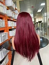 Glueless 5x5 lace closure wig straight burgundy color Pre-plucked transparent lace 20inch 180%density  Premium raw hair