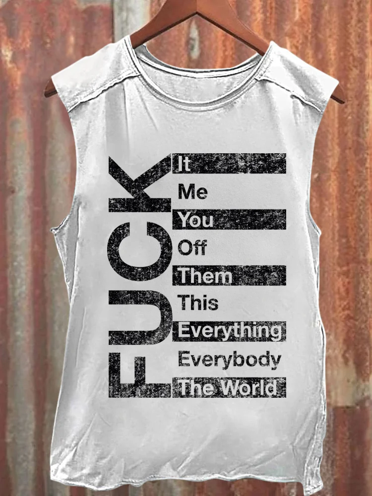 Fuck The World Art Print Casual Tank Top