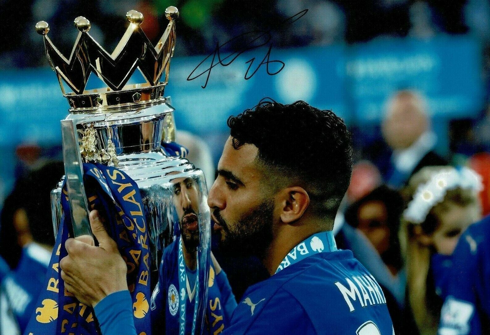 Riyad Mahrez Signed 12X8 Photo Poster painting Leicester City F.C. Genuine COA AFTAL (A)