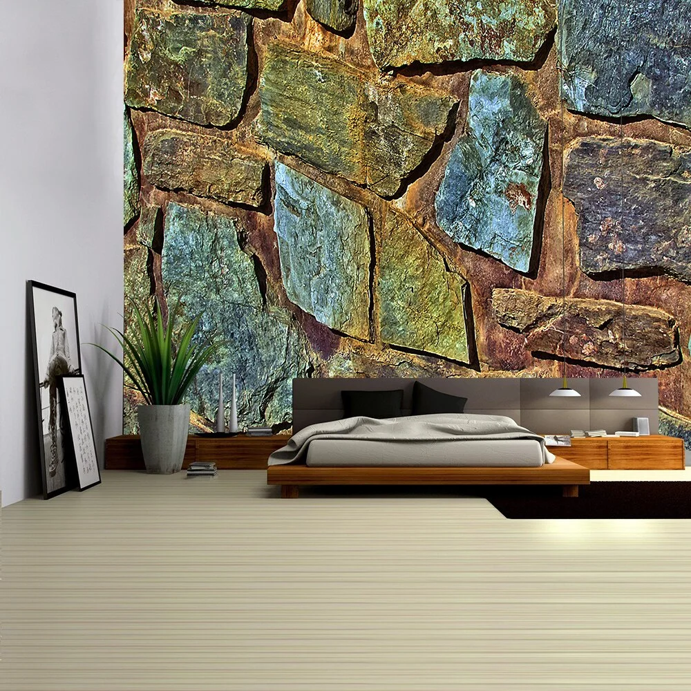 3D Colored Stone Brick Retro Tapestry Wall Hanging Bohemia Art Print Tapestry Room Home Decoration
