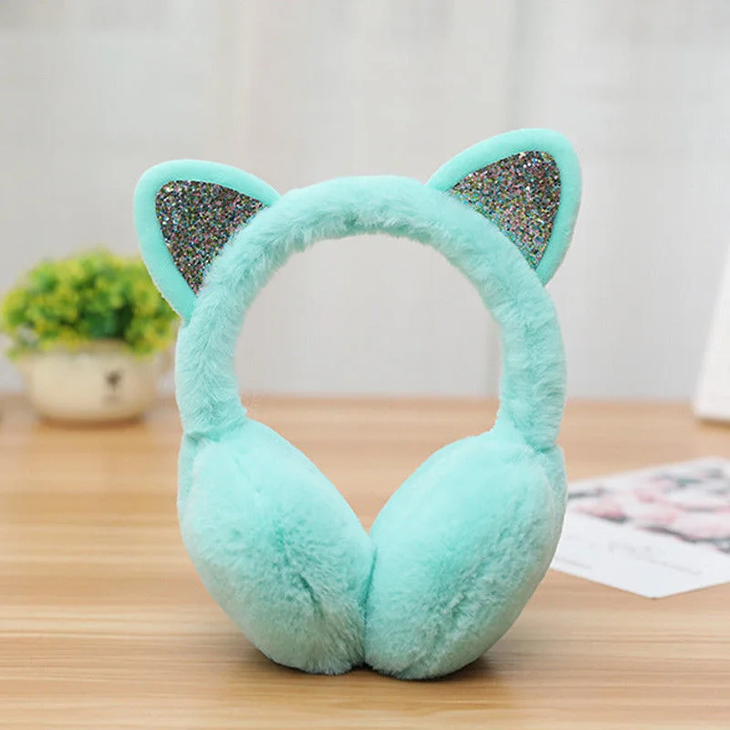 Girl Winter Cat Ear Earmuffs Fur Warm Women Ear Protect Cute Faux Soft Fluffy Ladies Earcap